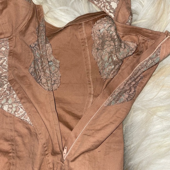 90s Brown Lace Tight Fitting Dress Bustiers Cup - Picture 5 of 6